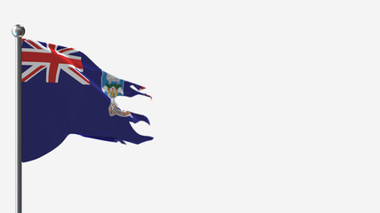 Falkland Islands 3D tattered waving flag illustration on Flagpole. Perfect for background with space on the right side.