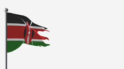 Kenya 3D tattered waving flag illustration on Flagpole. Perfect for background with space on the right side.