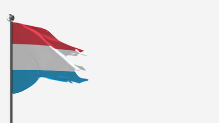 Luxembourg 3D tattered waving flag illustration on Flagpole. Perfect for background with space on the right side.