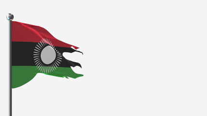 Malawi 3D tattered waving flag illustration on Flagpole. Perfect for background with space on the right side.