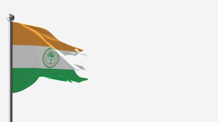 Miami Florida 3D tattered waving flag illustration on Flagpole. Perfect for background with space on the right side.