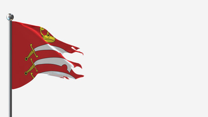 Middlesex 3D tattered waving flag illustration on Flagpole. Perfect for background with space on the right side.