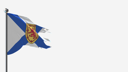 Nova Scotia 3D tattered waving flag illustration on Flagpole. Perfect for background with space on the right side.