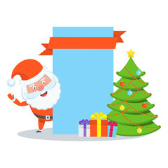 Flat vector funny happy Santa Claus character