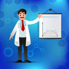 Character of a doctor showing chart.