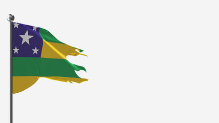 Sergipe 3D tattered waving flag illustration on Flagpole. Perfect for background with space on the right side.