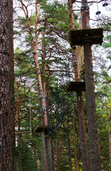 Obstacle course in a city park for children and adults, in Jurmala in Latvia.