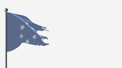 Trust Territory Of The Pacific Islands 3D tattered waving flag illustration on Flagpole. Perfect for background with space on the right side.