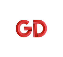 Initial two letter red 3D logo vector GD