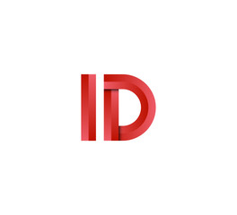Initial two letter red 3D logo vector ID