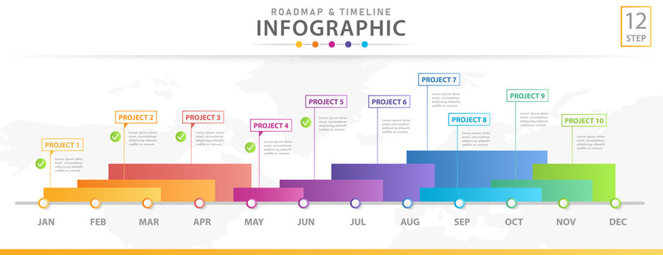 Infographic template for business. Modern Timeline diagram calendar with gantt chart, presentation vector infographic.