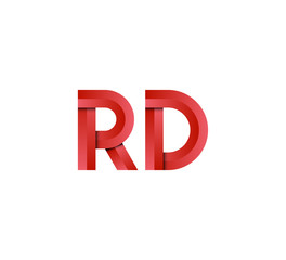 Initial two letter red 3D logo vector RD