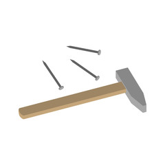 Hammer and nails.Isometric and 3D view.