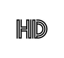 Initial two letter black line shape logo vector HD