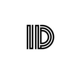Initial two letter black line shape logo vector ID
