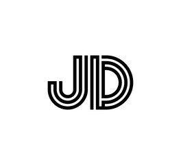 Initial two letter black line shape logo vector JD