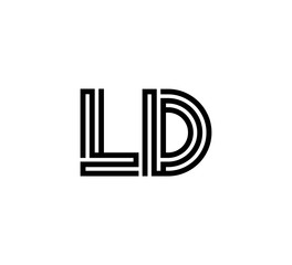 Initial two letter black line shape logo vector LD