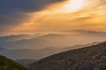 Sunset in the mountains of Los Guajares (Spain)