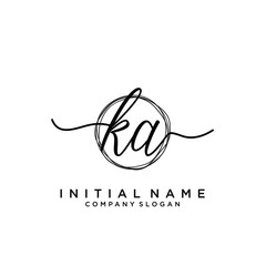 KA Initial handwriting logo with circle template vector.
