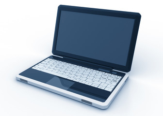 Computer laptop on white background. 3d render