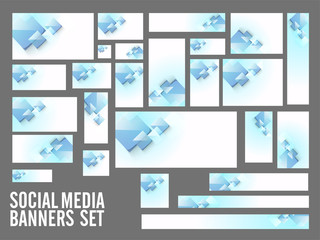 Social Media Banners set with glossy square.
