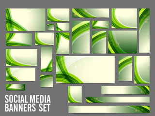Social Media Banners with green wavy stripes.