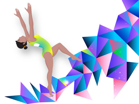 Illustration of a girl doing gymnastics.