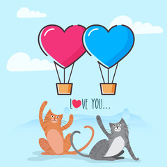 Cat couple for Valentine's Day celebration.
