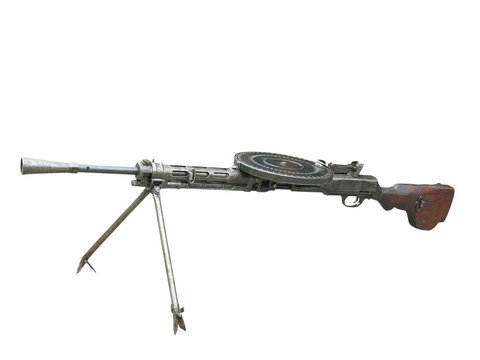 World War II Soviet Red Army Weapon Degtyaryov DP Machine Gun isolated on white background