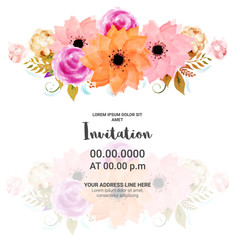 Party Invitation Card with watercolor flowers.