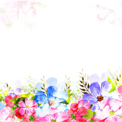 Fototapeta na wymiar Colorful flowers decorated background.