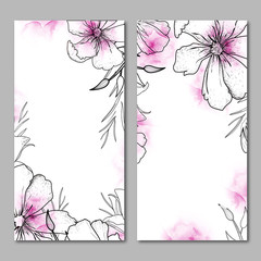 Artistic web banners with hand drawn floral elements.