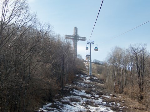 millenium cross on a vodno hill above skopje city in macedonia