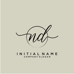 ND Initial handwriting logo with circle template