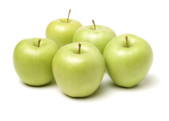 Green apples isolated on white background