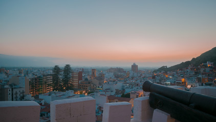 Fototapeta na wymiar city under the sunset