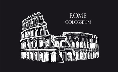 Sketch of the Coliseum. Rome, Italy. Hand drawn illustration