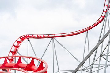 details of the roller coaster at the amusement Park