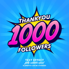 Thankyou 1000 follower editable text effect