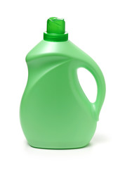Plastic detergent container on white background