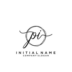 PI Initial handwriting logo with circle template