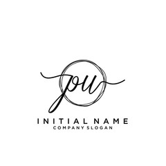 PU Initial handwriting logo with circle template