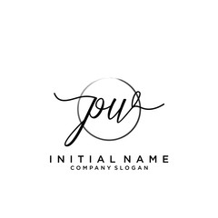 PW Initial handwriting logo with circle template