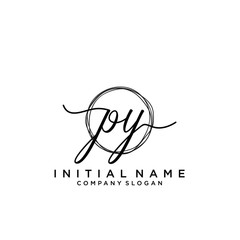 PY Initial handwriting logo with circle template