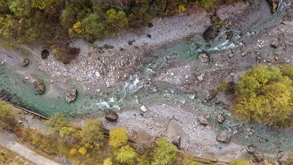 rocky river in autumn colors