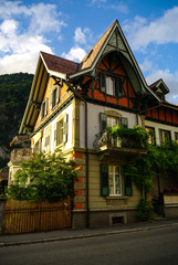 Old wooden house in central of Interlaken town, Switzerland