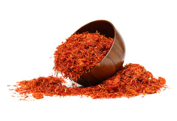 Dried safflower on white background
