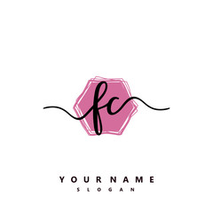 FC Initial handwriting logo vector	