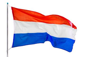Fototapeta na wymiar Netherlands national flag waving in the studio