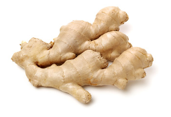 fresh ginger on white background 
